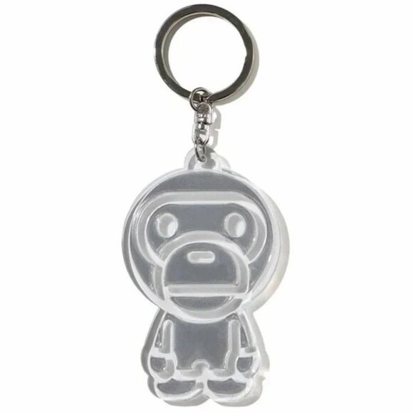 BAPE A Bathing Ape Baby Milo Reflective Silver Keychain - Picture 1 of 4